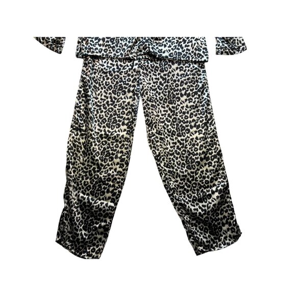By Pink Womens Sleepwear Leopard Print Pajama Set Extra Large Black Tan - Picture 4 of 16